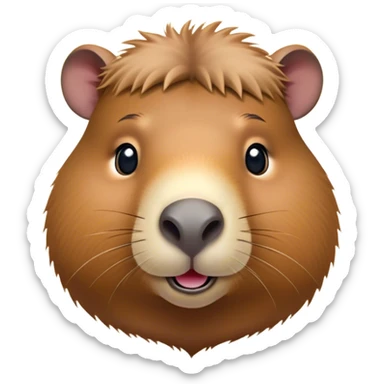 Cinematic Cute Capybara Portrait Emoji, Head tilted playfully and inquisitively, with a delightfully fluffy, rounded form accented by soft, inviting fur and round, sparkling eyes full of charm, Simplified yet irresistibly adorable features, highly detailed, glowing with a warm, friendly glow, high shine, affectionate and lively, stylized with a touch of whimsical cuteness, soft glowing outline, capturing the essence of a mischievous yet loving capybara that feels like it could tumble out of the screen into your arms! sticker