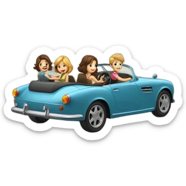 3 boys and 1 girl-roadster-car-driving sticker