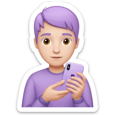 pastel purple iPhone held in hand, close up, iOS Apple emoji style sticker