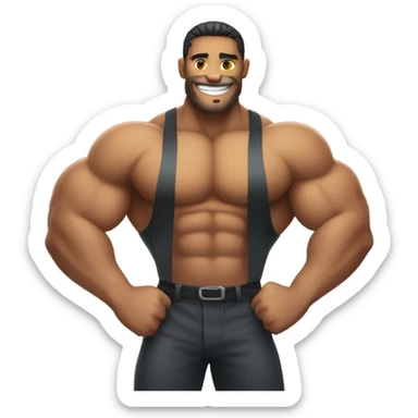Give the smile emoji big biceps sticker