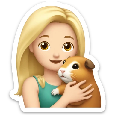Blonde Woman hugging a guineapig sticker