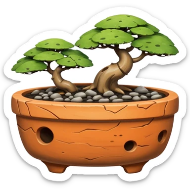 Shallow dark Flintstones bonsai pot only  sticker