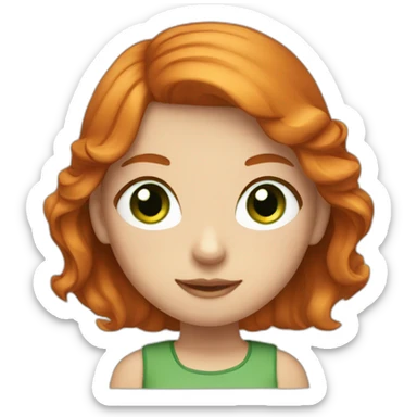 Cute girl with ginger hair and green eyes in a skirt sticker