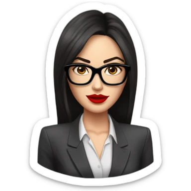 megan fox in a suit with big black glasses, showing a red card, realistic sticker