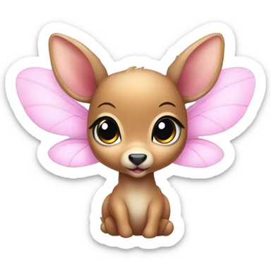 baby deer with fairy wings and a pink bow around its neck  sticker