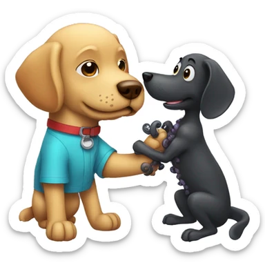 dog handshake octopus sticker