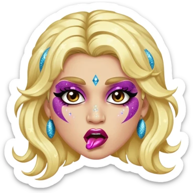 kesha with glitter making a snarling lip curl face sticker