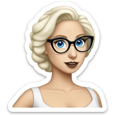 Realistic-Elegant-lady-gaga-dancing-blue eyes- wearing glasses: sticker