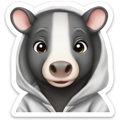 Baby tapir with hoodie  sticker