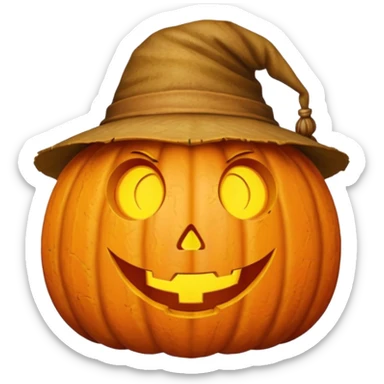 fall ecstatic emoticon artsy slightly creepy pumpkin hat sticker