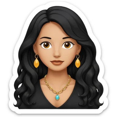 Mujer morena pelo ondulado negro largo sticker