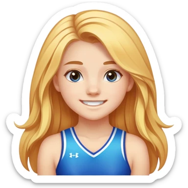 - Nữ
- 15 tuổi
- Da trắng
- Tóc dài, đổi màu tóc
- Mặt cười mỉm
- Áo cổ vũ
 sticker