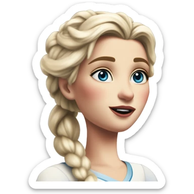 FIFA award winning Elsa in MS-DOS style, oil paint, mysterious eyes, intricate lips, masterpiece pose, odd perspective, beautiful, desirable, logical, midsommar, ikea sticker