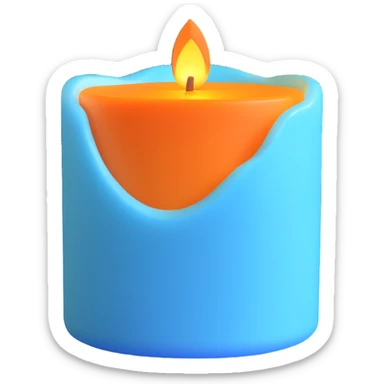 sky blue scented candle with a soft glowing flame sticker