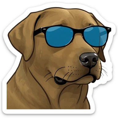 Medium brown Labrador retriever face with sunglasses on  sticker