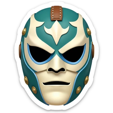 dark green, cream, and Carolina blue luchador mask sticker