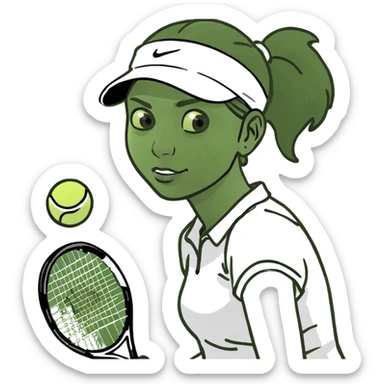 white young girl playing tennis sticker