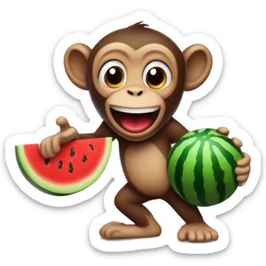 monkey eating a watermelon while drinking kool aid and playing basketball sticker