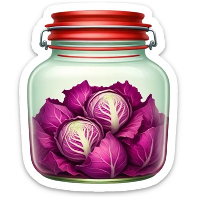 chopped up Kimchi Cinematic Realistic Kimchi Dish Emoji, depicted as spicy, fermented cabbage with vibrant red hues neatly served in a traditional jar, rendered with dynamic textures and bold, appetizing lighting. sticker