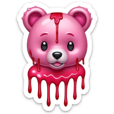 Pink gloomy bear blood with paw claw sticker