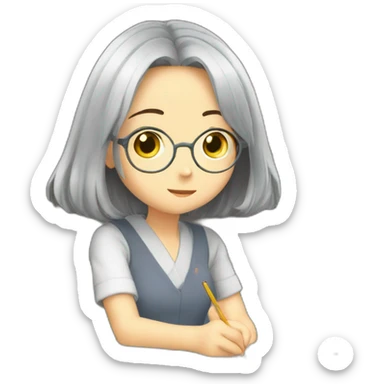 Miyazaki gir studying for her exam  sticker