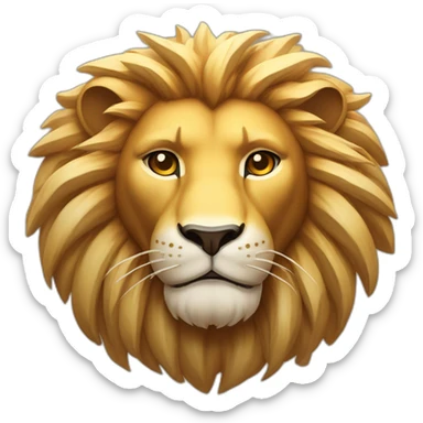 A lion with powerful contours and an energetic facial expression, symbolizing strength and energy. It can have attributes associated with the sun such as a halo, sun rays, a modern look, etc. sticker