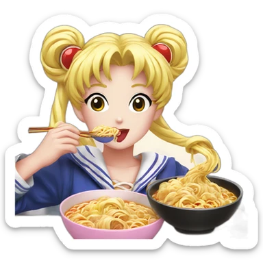 usagi sailor moon eating ramen sticker