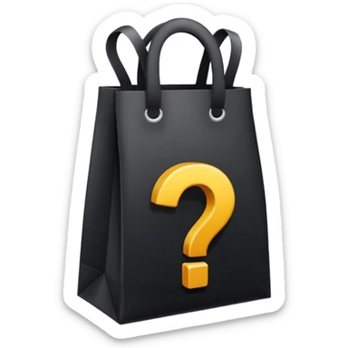 black goodiebag with questions mark boxes stuffed in it  sticker
