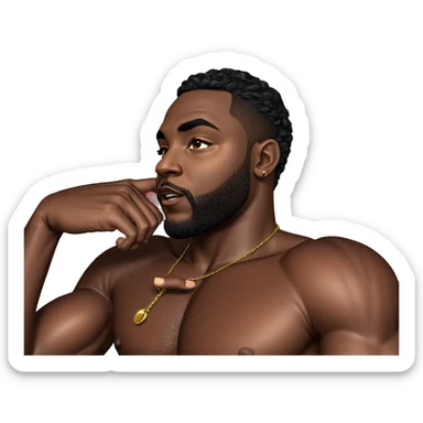 muscular dark-skinned man portrait sticker