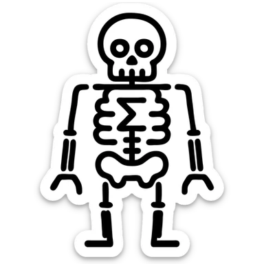 sigma skeleton, outlined icon, black lines, no fill sticker