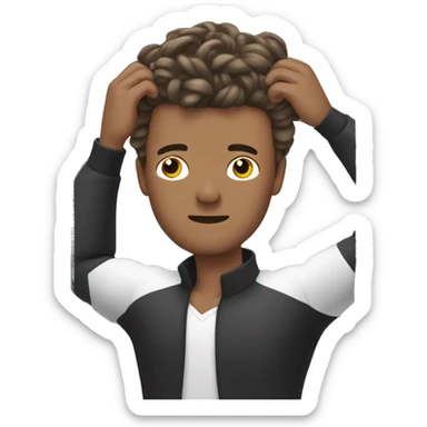 man styling his hair in front of a mirror sticker