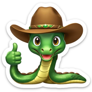 a snake with a cowboy hat showing 👍🏻 sticker