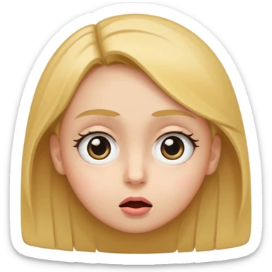 Face looking to the side with wide eyes and low mouth with raised eyebrows (the viral face for this is a bad idea, but we’re totally gonna do it together anyway) make it a girl and make them tilting their head to the side, looking at me with side eyes and mouth closed sticker