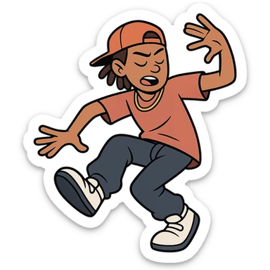 flat toon style hiphop dancer with bold lines sticker