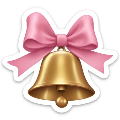 bell with light pink bow on top of it sticker