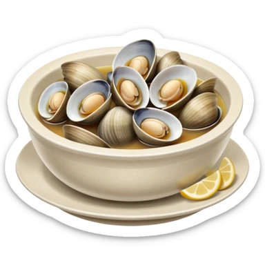 Steamed clams in white wine broth sticker