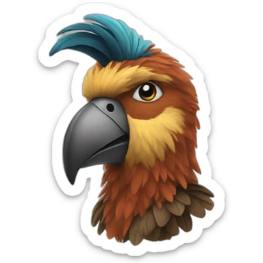 man with beak and feathers sticker