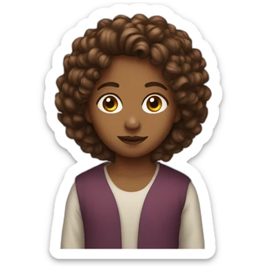 solat with brown curly hair sticker