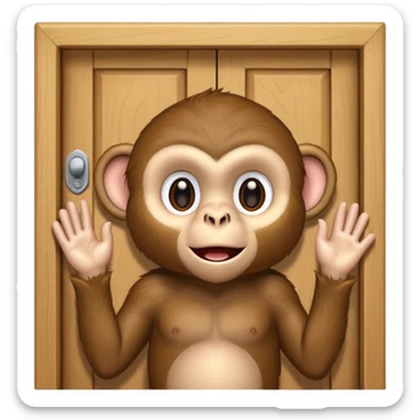 monkey knocking on door sticker