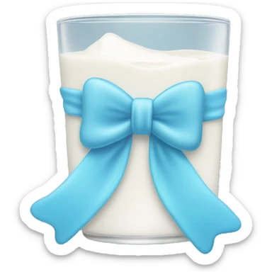 Glass of milk with a baby blue bow around it sticker