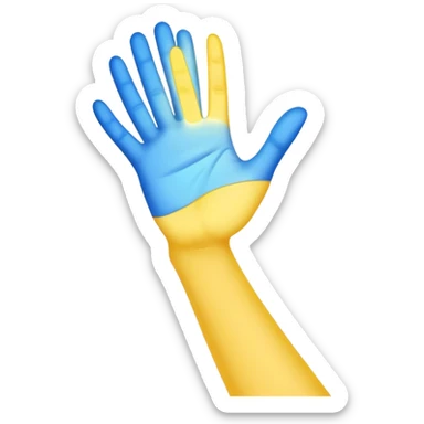 a hand being held by a glowing blue hand and a glowing yellow hand souls sticker