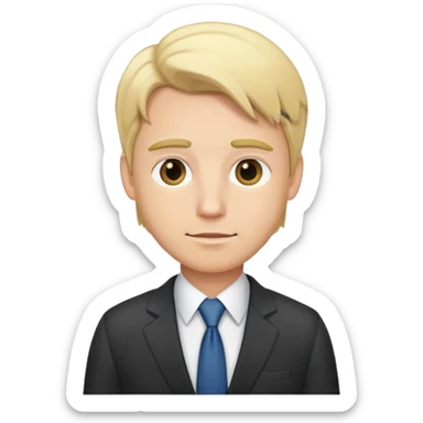 cartoon man with blonde hair in business suit sticker