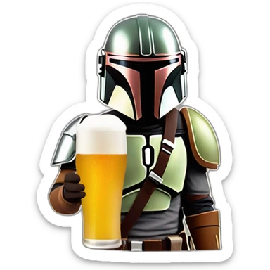 Le mandalorian en train de boire une bière sticker