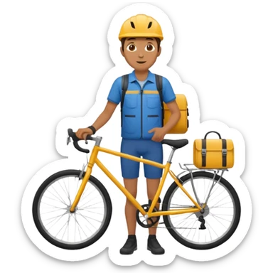 male bike courier, simple, flat sticker