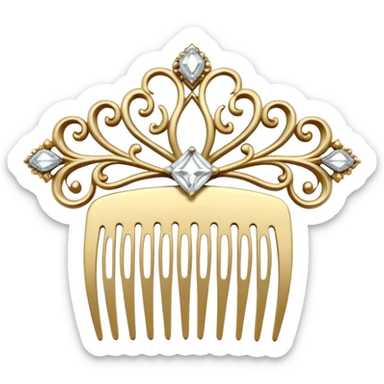 white hair comb with diamonds sticker