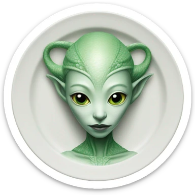 Photo realistic, alien female green,  on white china dragon infinite story sticker