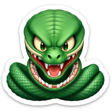 angry cobra with fangs, front face  sticker