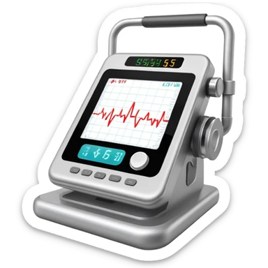 EKG machine with heart rate monitor display sticker