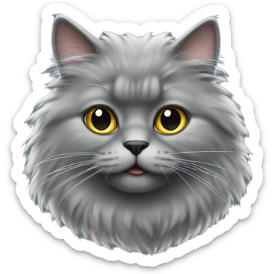 grey fluffy cat  sticker