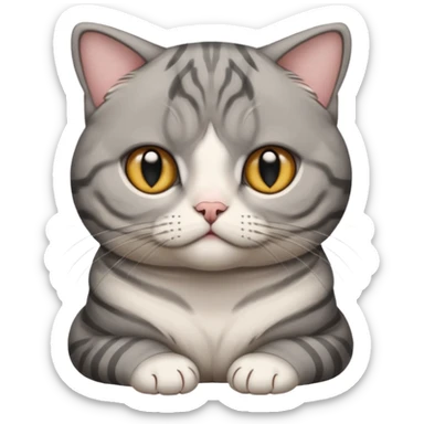 A grey striped Scotch fold with folded ears, a cute cat sticker